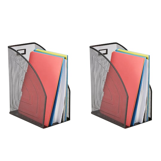 Mind Reader 2 Pack Black Jumbo Metal Mesh File Organizer